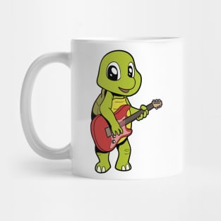 Cartoon turtle playing electric guitar Mug